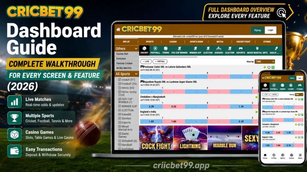 Cricbet99 official dashboard guide