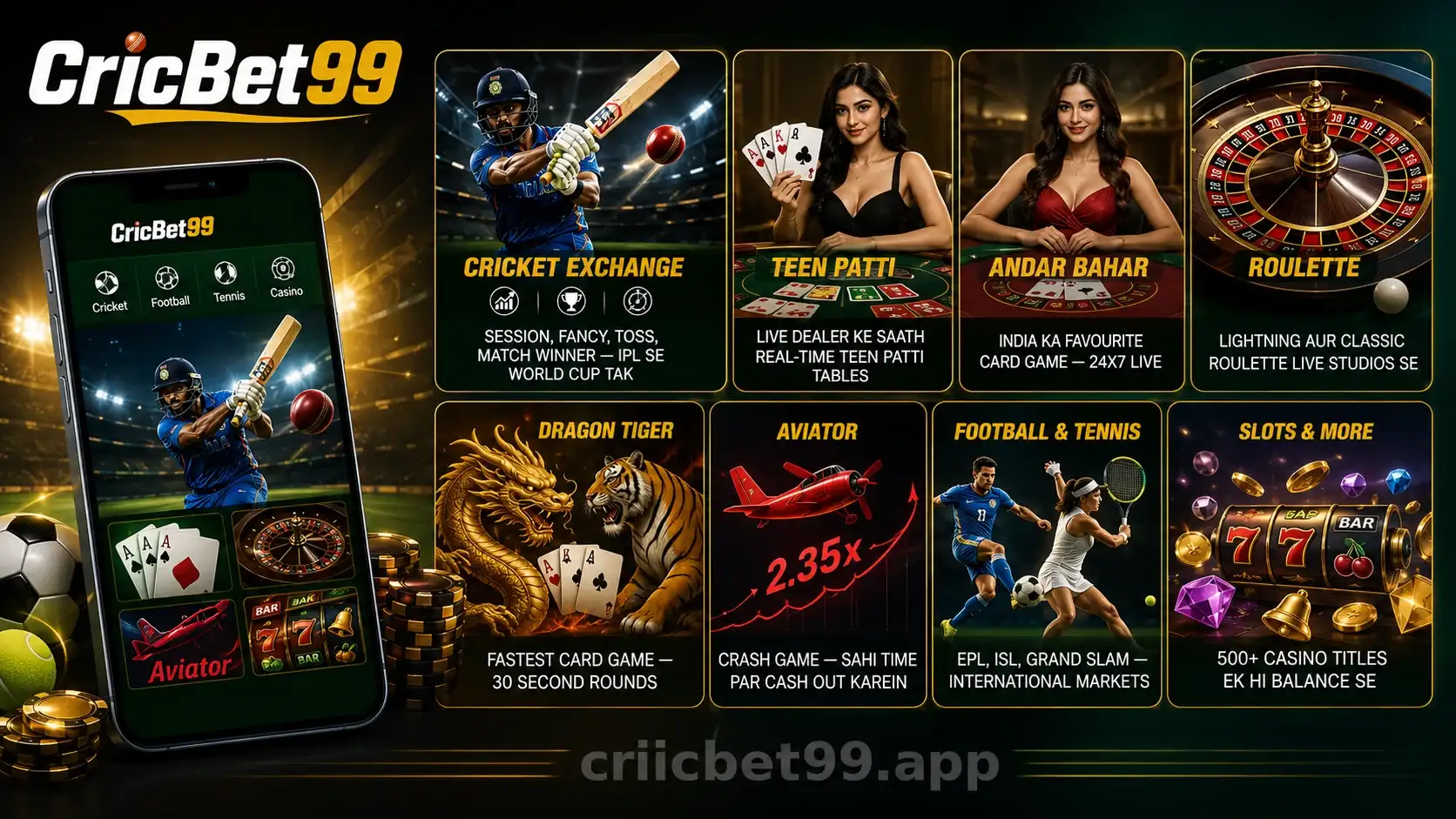 CricBet99 live casino games — Teen Patti, Andar Bahar, Roulette aur Dragon Tiger tables